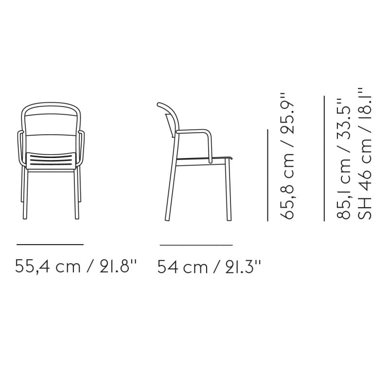 Specification image for Muuto Linear Steel Armchair