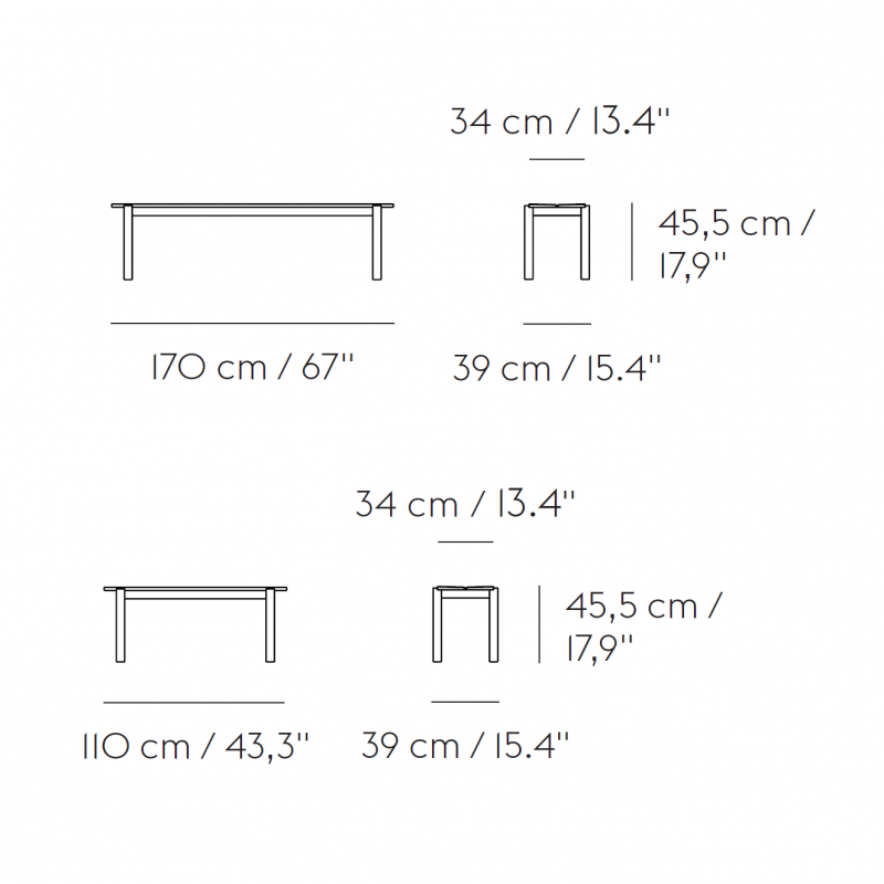 Specification image for Muuto Linear Steel Bench