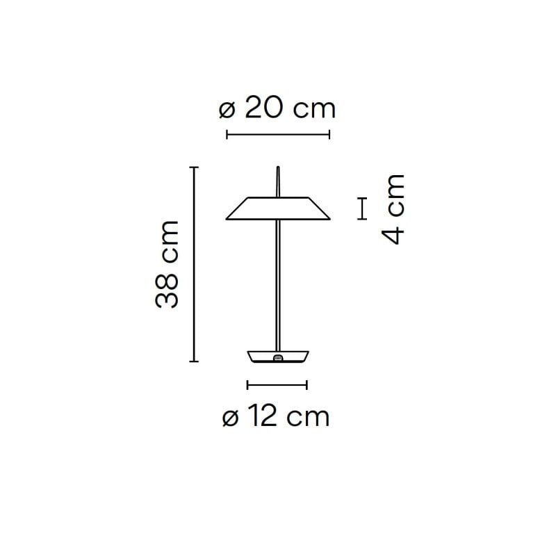 Specification image for Vibia Mayfair Mini LED Portable Table Lamp