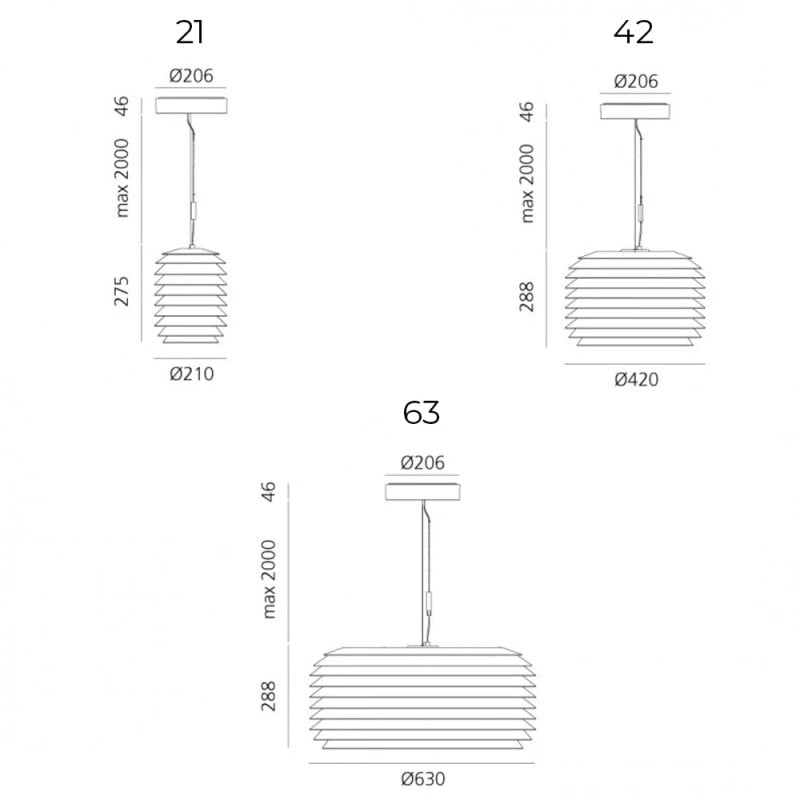 Specification image for Artemide Slicing LED Outdoor Pendant