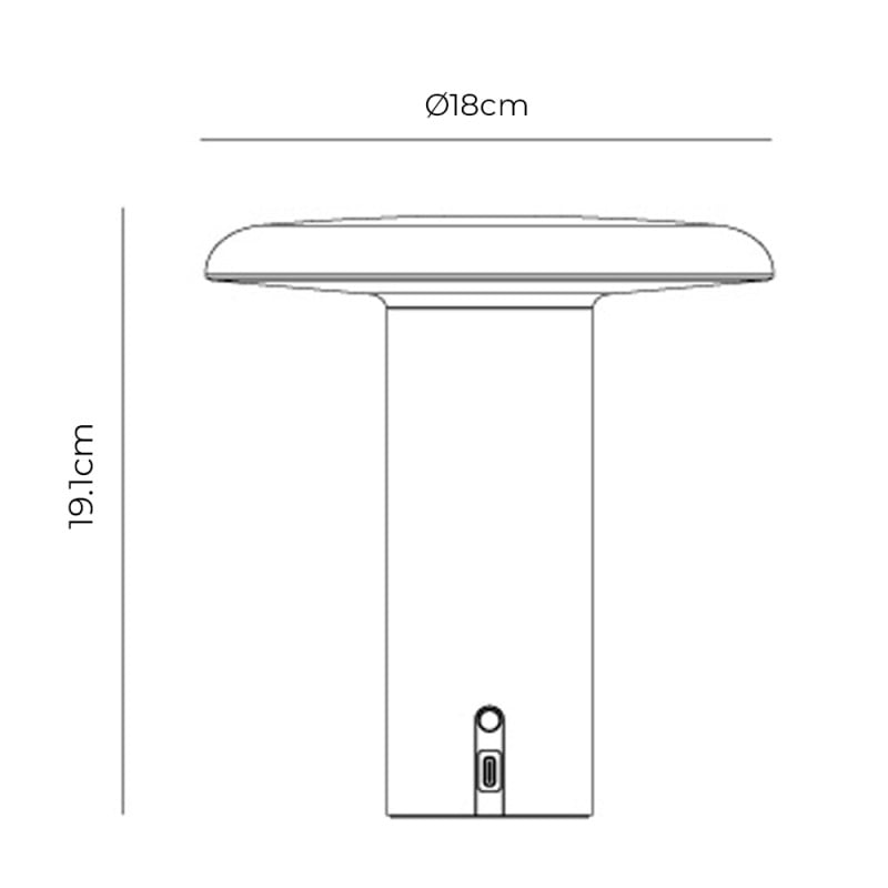 Specification Image for Artemide Takku LED Portable Table Lamp