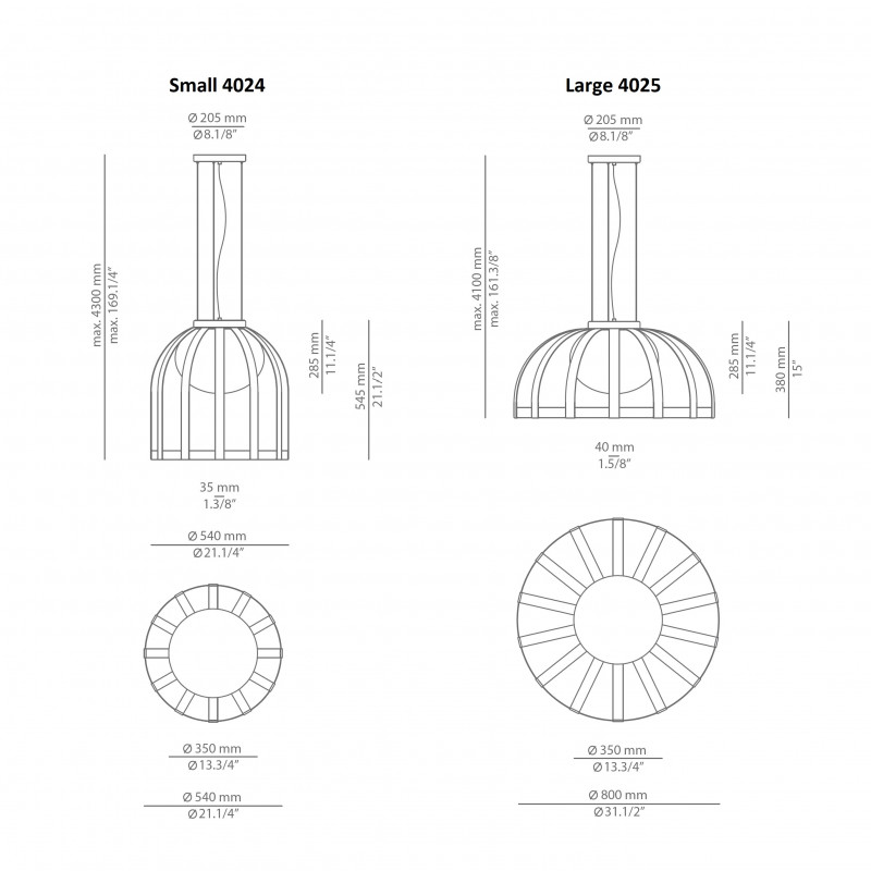 Specification image for Estiluz Bols LED Outdoor Pendant