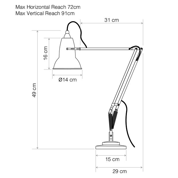 Anglepoise Original 1227 Desk Lamp National Trust Edition Specification 