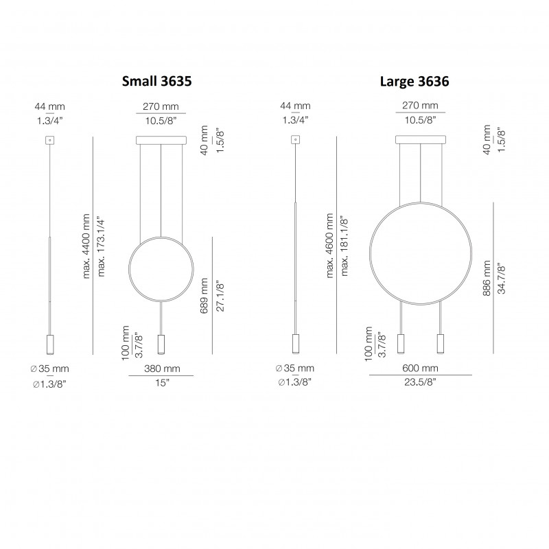 Specification image for Estiluz Revolta LED Pendant