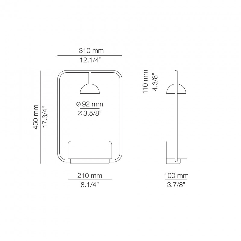 Specification image for Estiluz Cupolina LED Wall Light