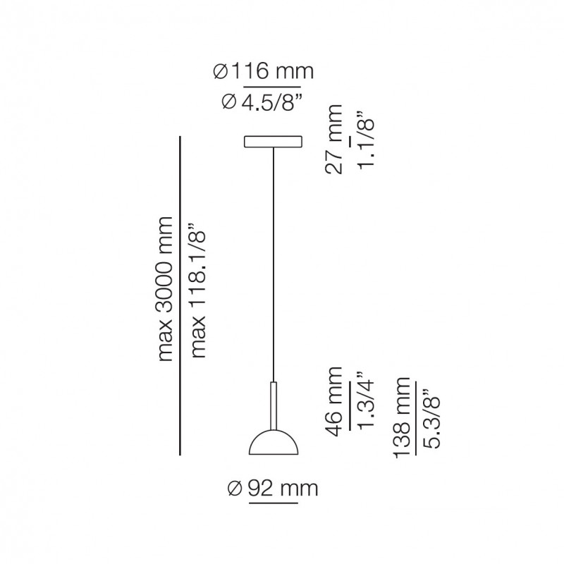 Specification image for Estiluz Cupolina LED Pendant