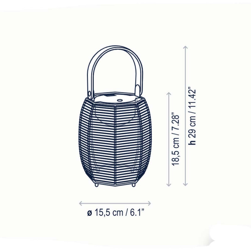 Specification image for Bover Tanit LED Portable Lamp