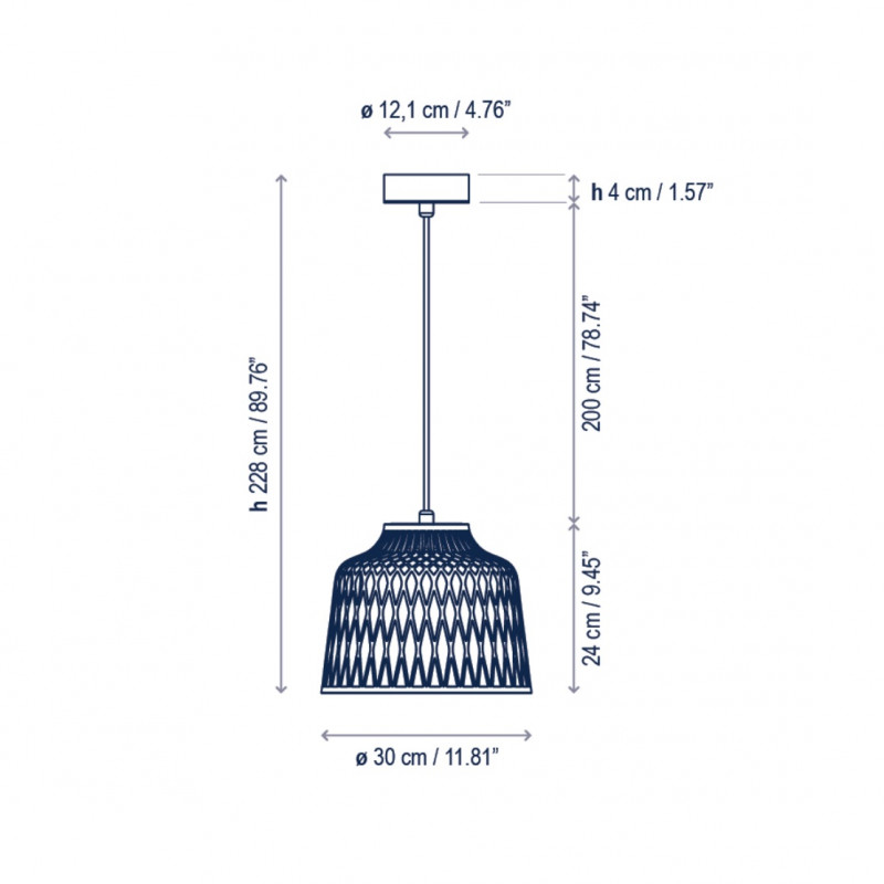 Specification image for Bover Soft S/30 Outdoor Pendant