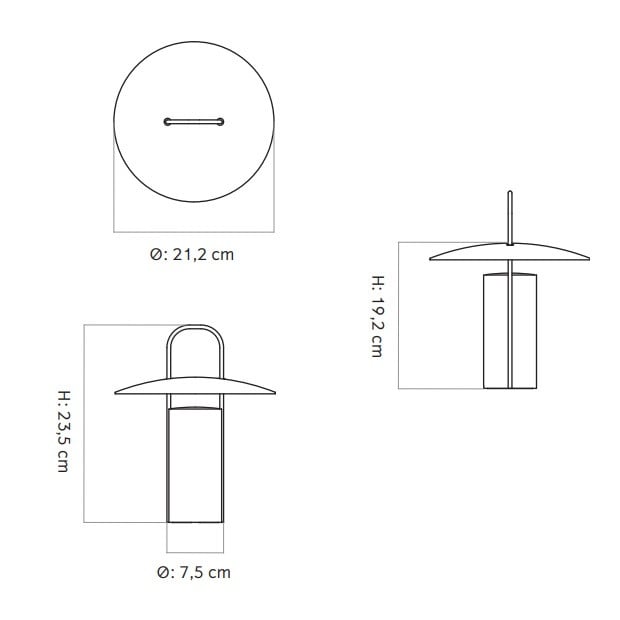 Audo Copenhagen Ray LED Portable Table Lamp Specification 
