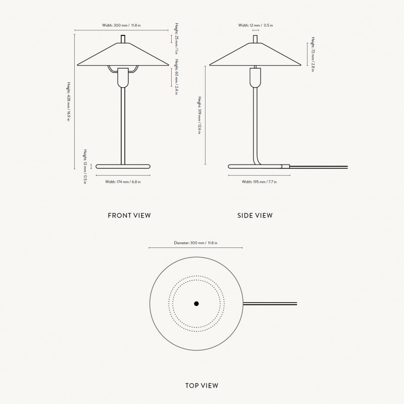 Specification image for ferm LIVING Filo Table Lamp