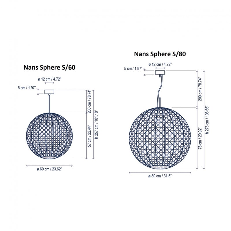 Specification image for Bover Nans Sphere Outdoor LED Pendant