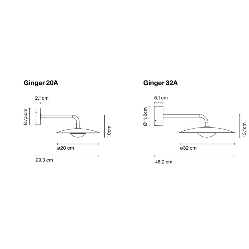 Specification Image for Marset Ginger A LED Outdoor Wall Light