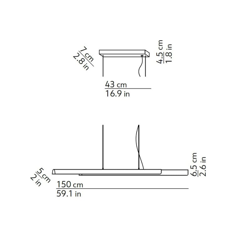 Specification image for KDLN Dala LED Ceiling Light