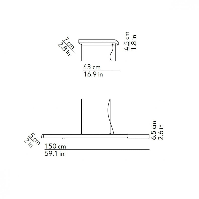 Specification image for KDLN Dala LED Ceiling Light