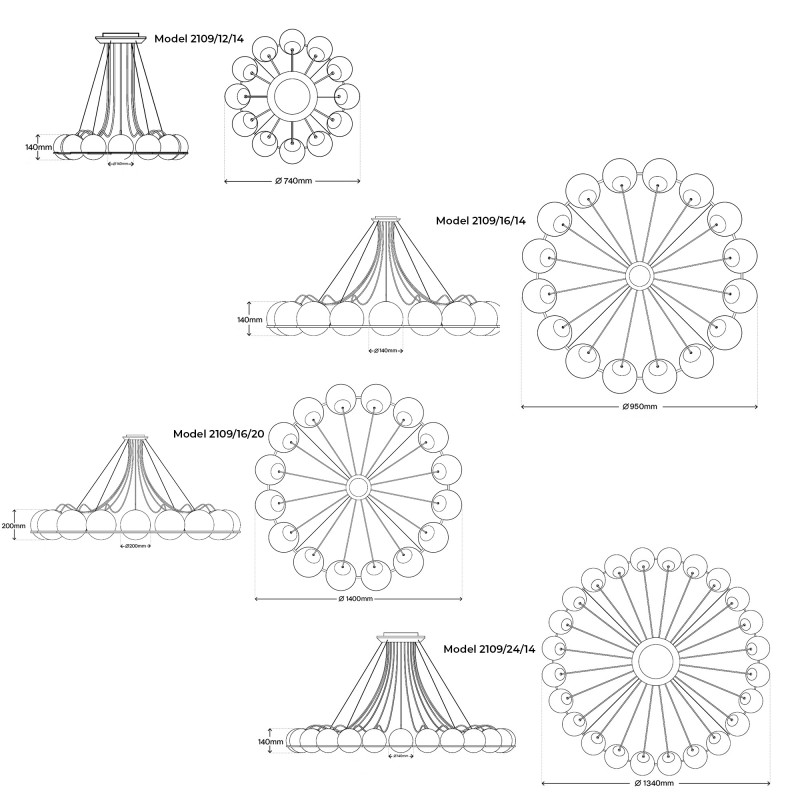 Specification image for Astep Model 2109 Chandelier