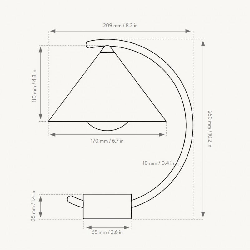 Specification image for ferm LIVING Meridian Portable Lamp