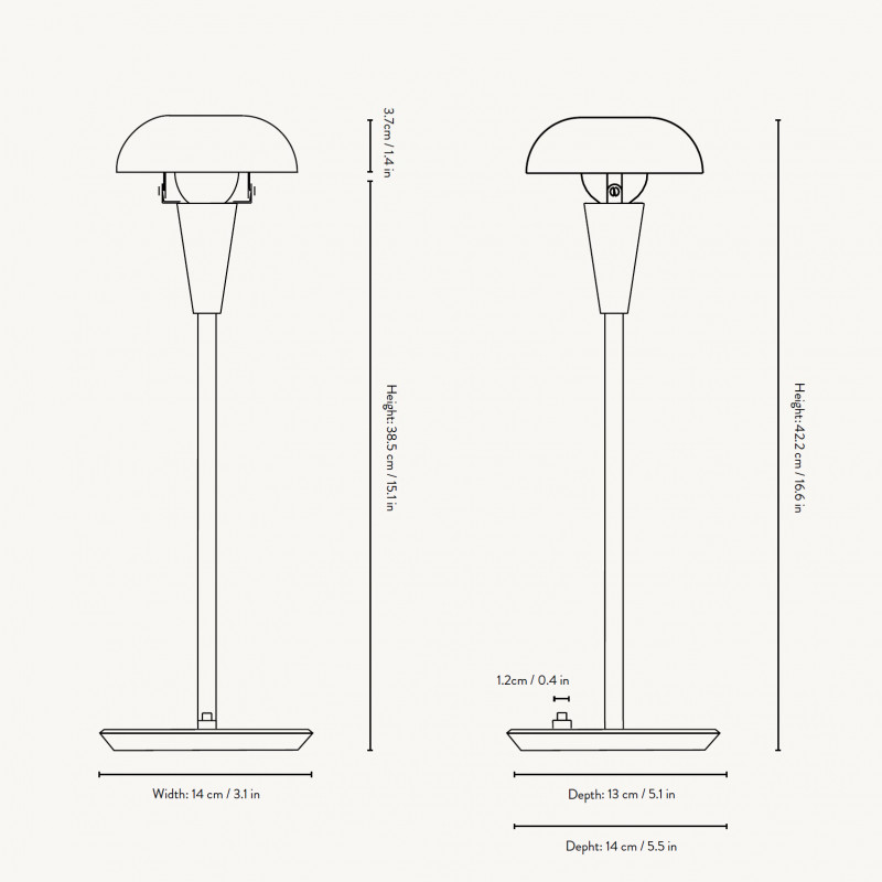 Specification image for ferm LIVING Tiny Table Lamp