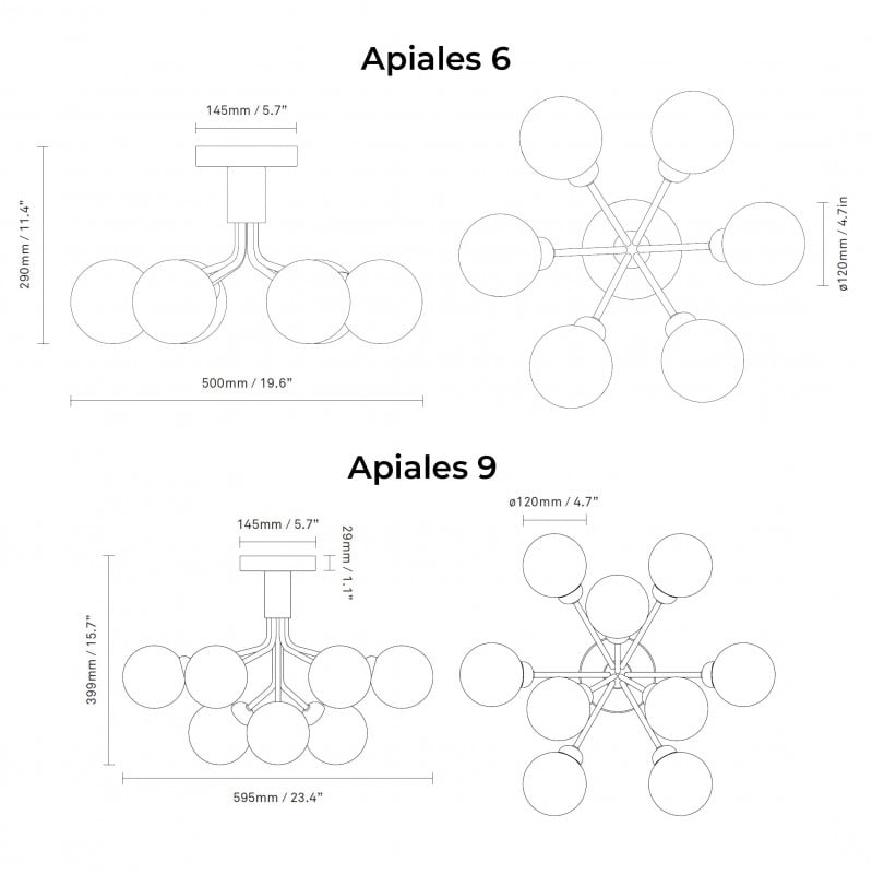 Specification image for Nuura Apiales Ceiling Light