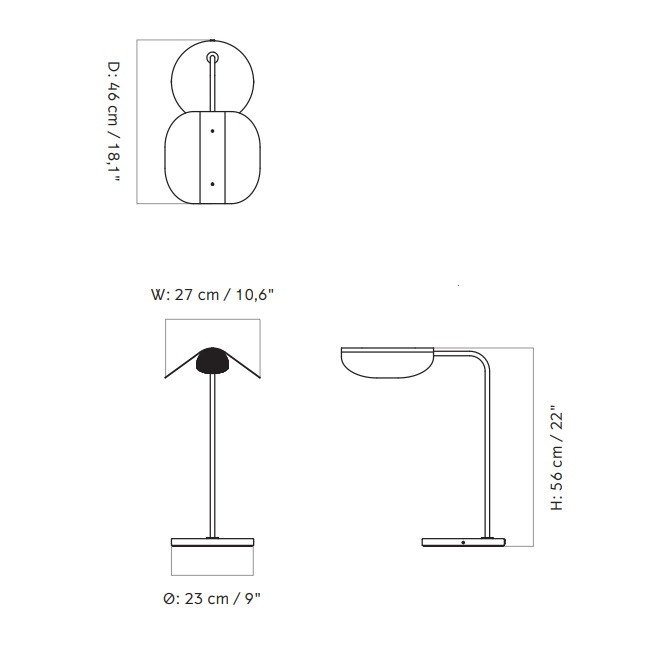 Audo Copenhagen Wing Table Lamp Specification