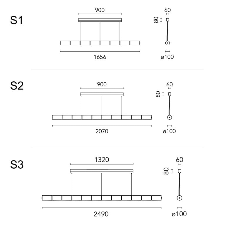 Specification image for Flos Luce Orizzontale LED Suspension