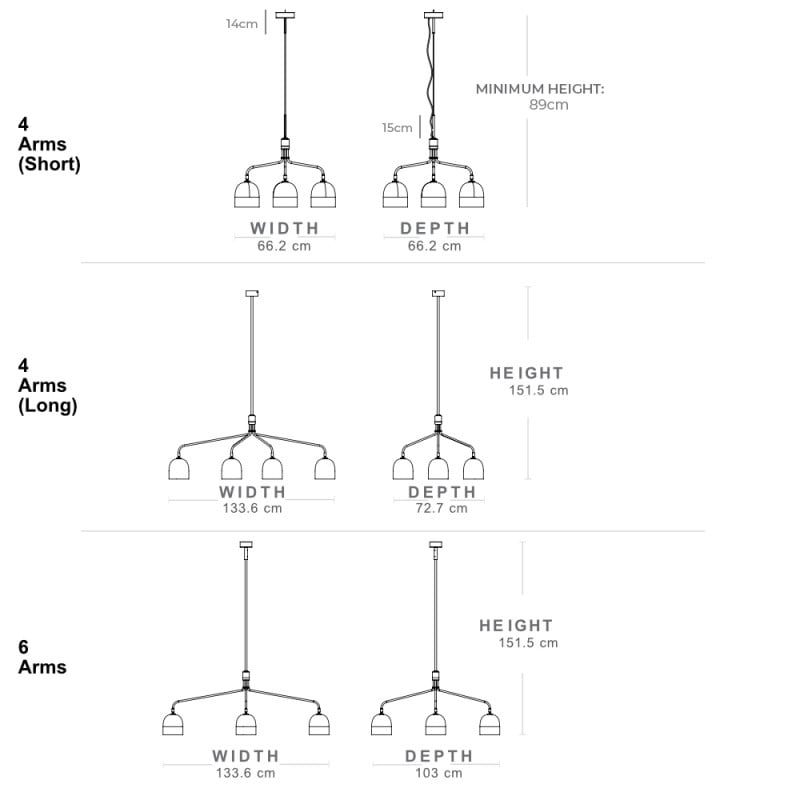 Specification image for Gubi Howard Chandelier