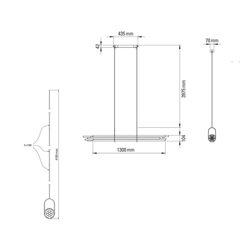Specification image for DCW editions NL12 LED Suspension Light