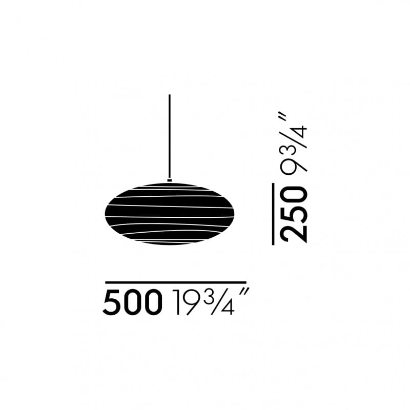 Specification image for vitra Akari 50EN Pendant Light 