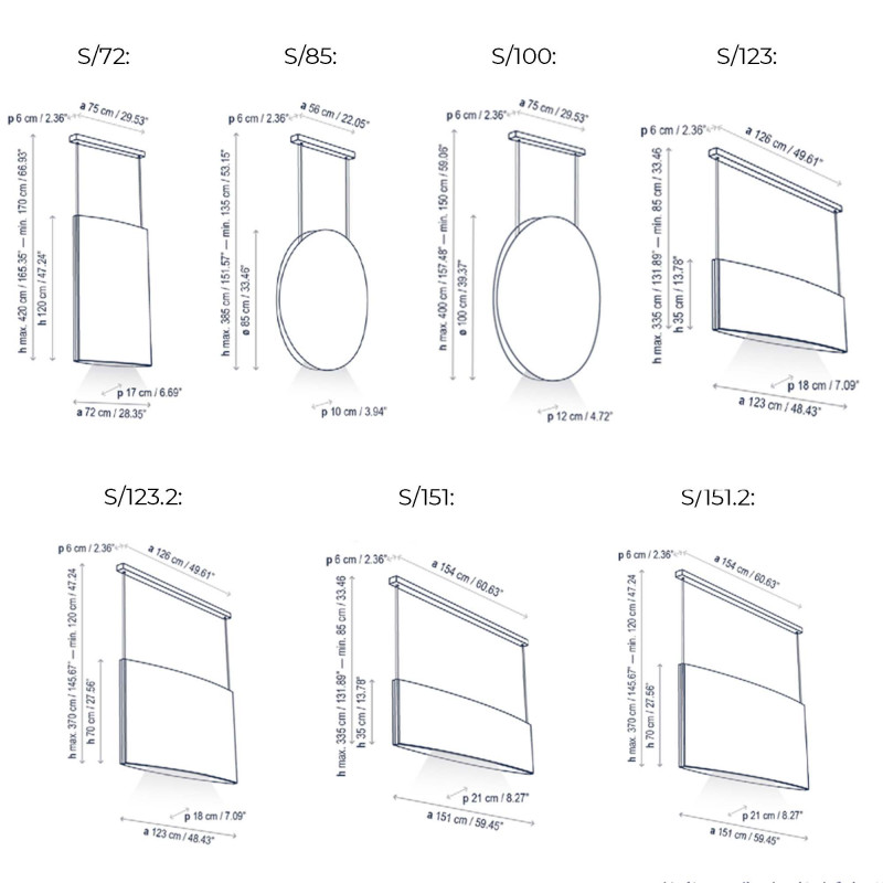 Specification Image for Bover Noren LED Suspension