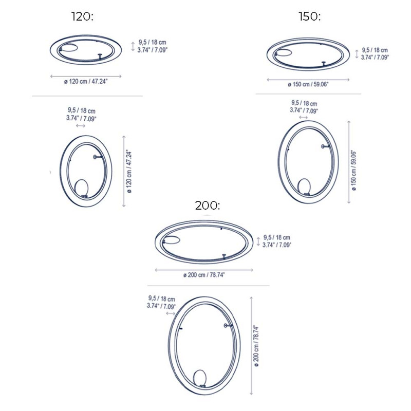 Specification Image for Bover Roda LED Ceiling/Wall Light