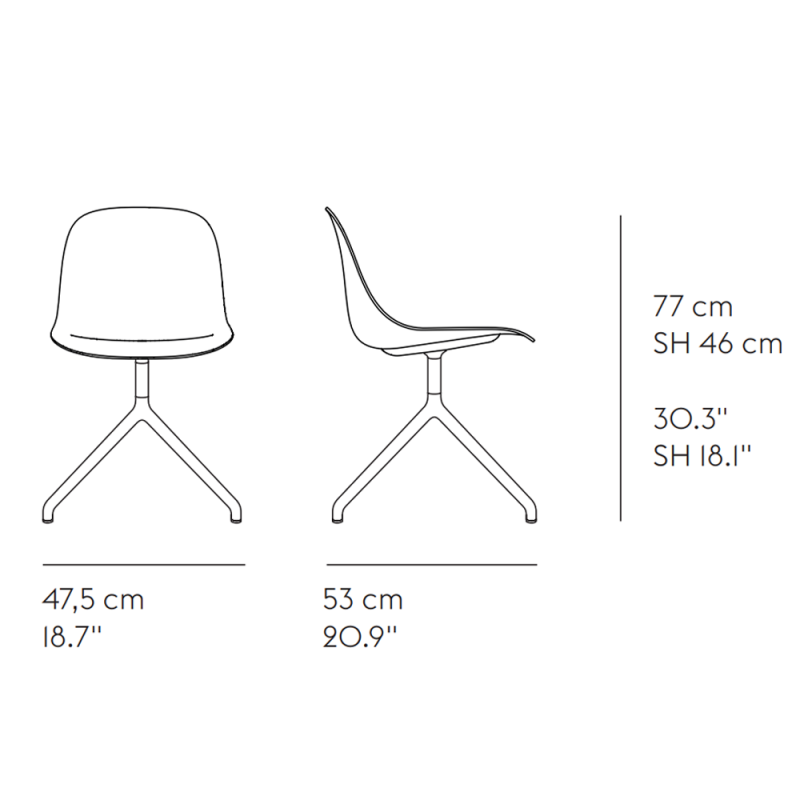 Specification Image for Muuto Fiber Side Chair with Swivel Base