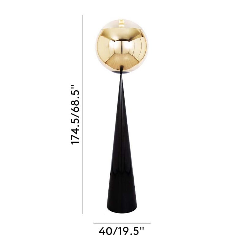 Specification Image for Tom Dixon Mirror Ball Fat Cone LED Floor Lamp