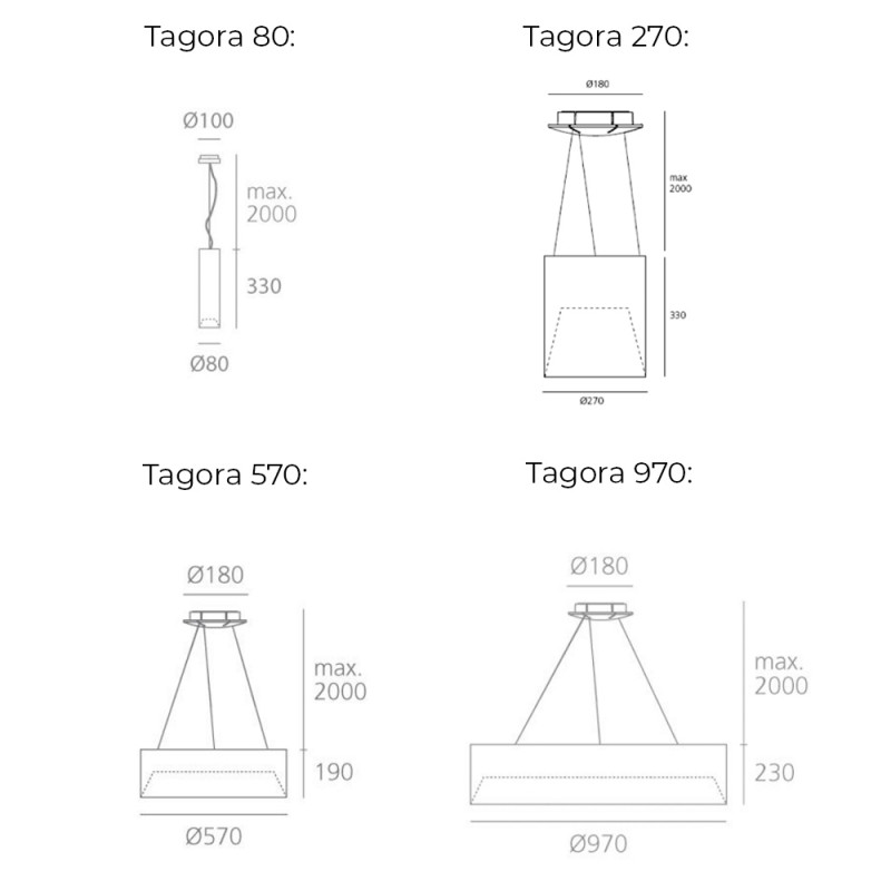 Specification Image for the Artemide Architectural Tagora LED Suspension