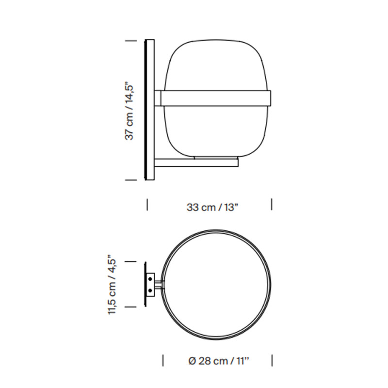 Specification Image for Santa & Cole Wally Cesta Wall Light