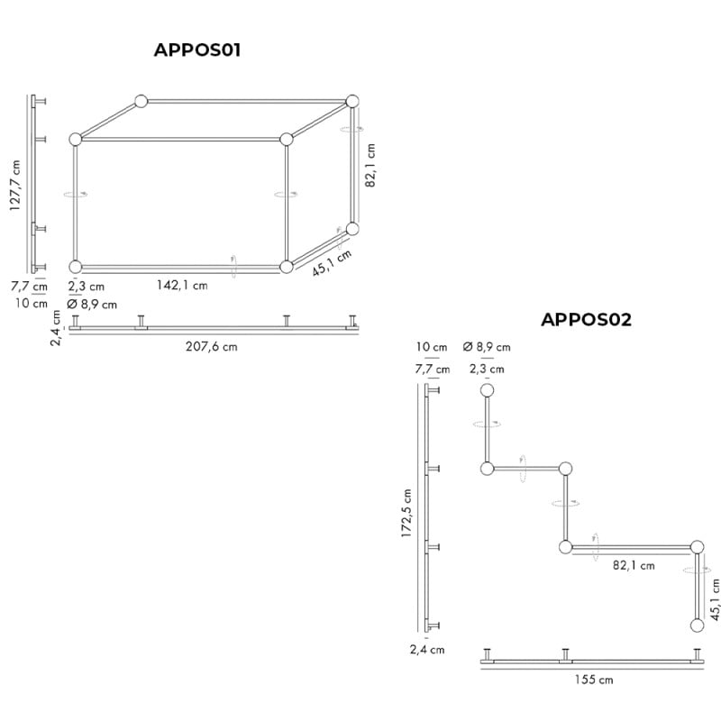 Specification Image for Axolight Poses LED Wall Light System