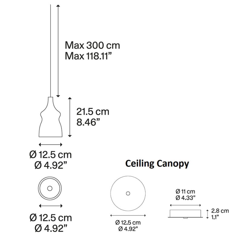 Specification image for Lodes Nostalgia LED Pendant 