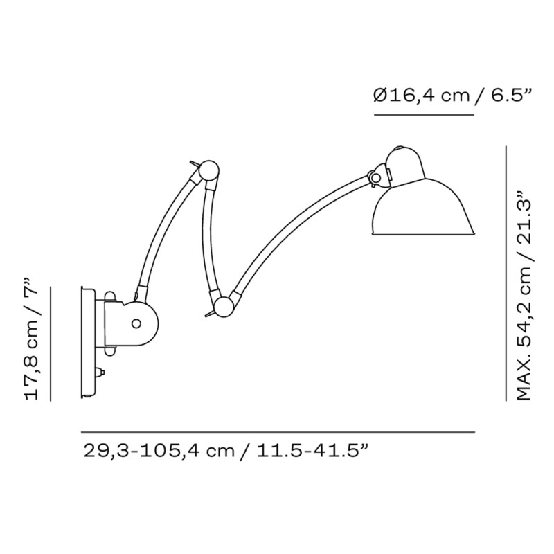 FRITZ HANSEN KAISER Idell Wall Lamp Dimensions Spec Image