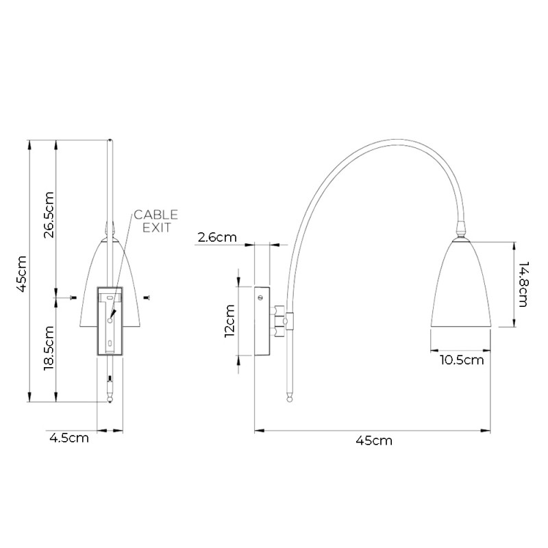 Specification Image for Porta Romana Kingsley Wall Light