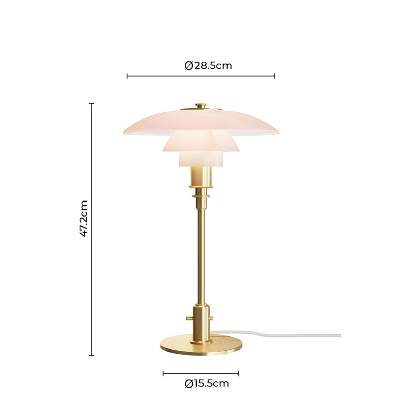 Specification Image for PH 3/2 Pale Rose Table Lamp