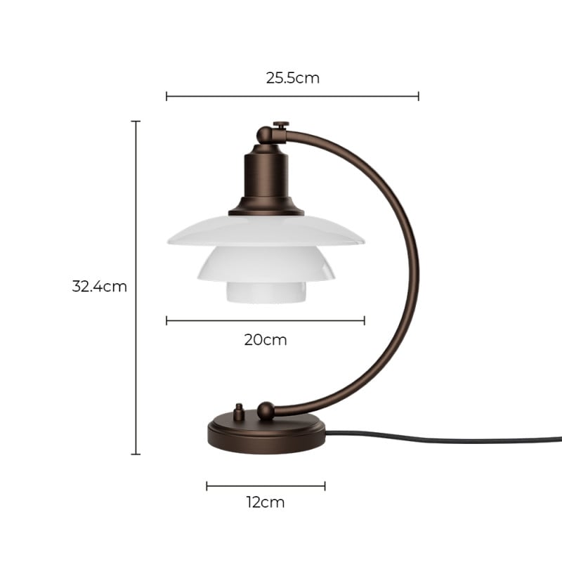 Specification Image for Louis Poulsen PH Aged Brass 2/2 Luna Table Lamp