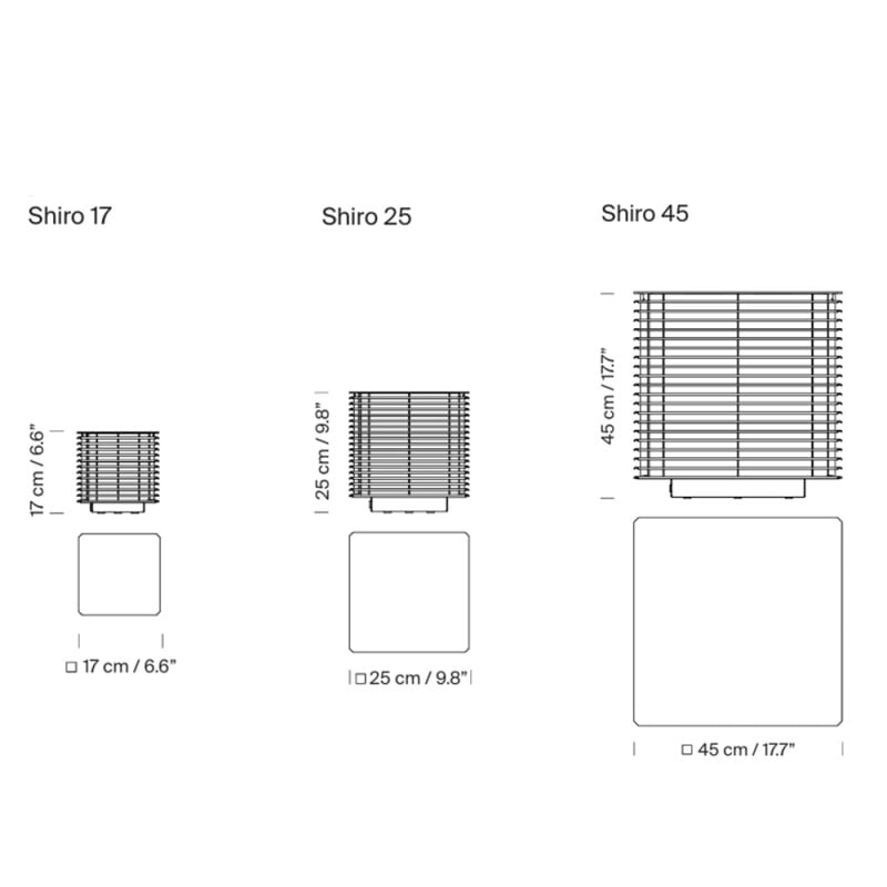Specification image for Santa & Cole Shiro Outdoor Table Lamp