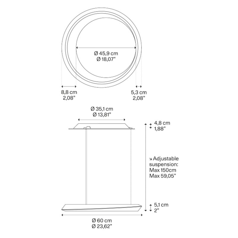 Specification Image for Lodes Tidal LED Suspension