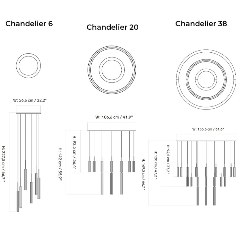 Specification Image for Audo Tubulaire Chandelier