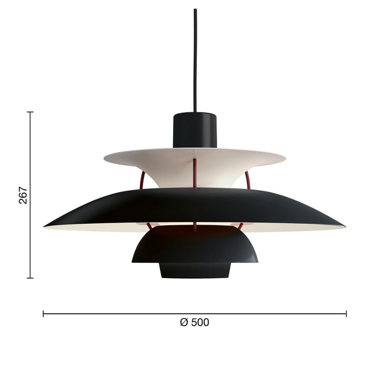 Specification Image for Louis Poulsen PH 5 Pendant Black Edition