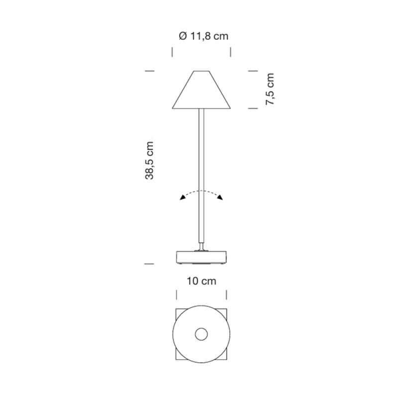 Specification Image for Santa & Cole Gira Mini Portable Lamp