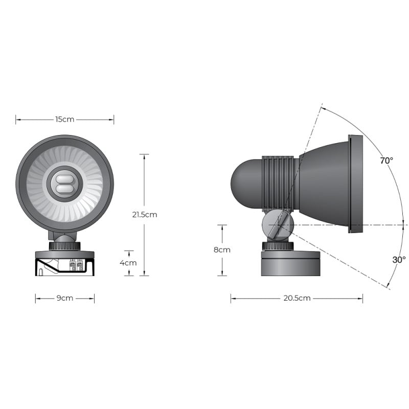 Specification Image for BEGA 84259 Garden Floodlight