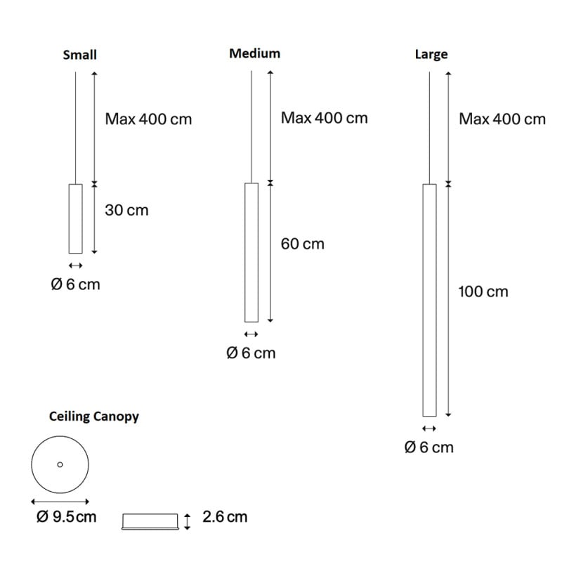 Specification image for Lodes A-Tube Pendant 