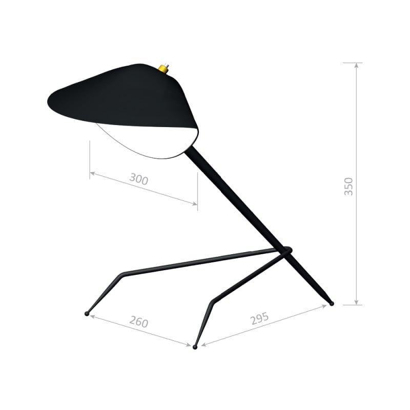 Specification Image for Serge Mouille Formes Noires Tripod Desk Lamp