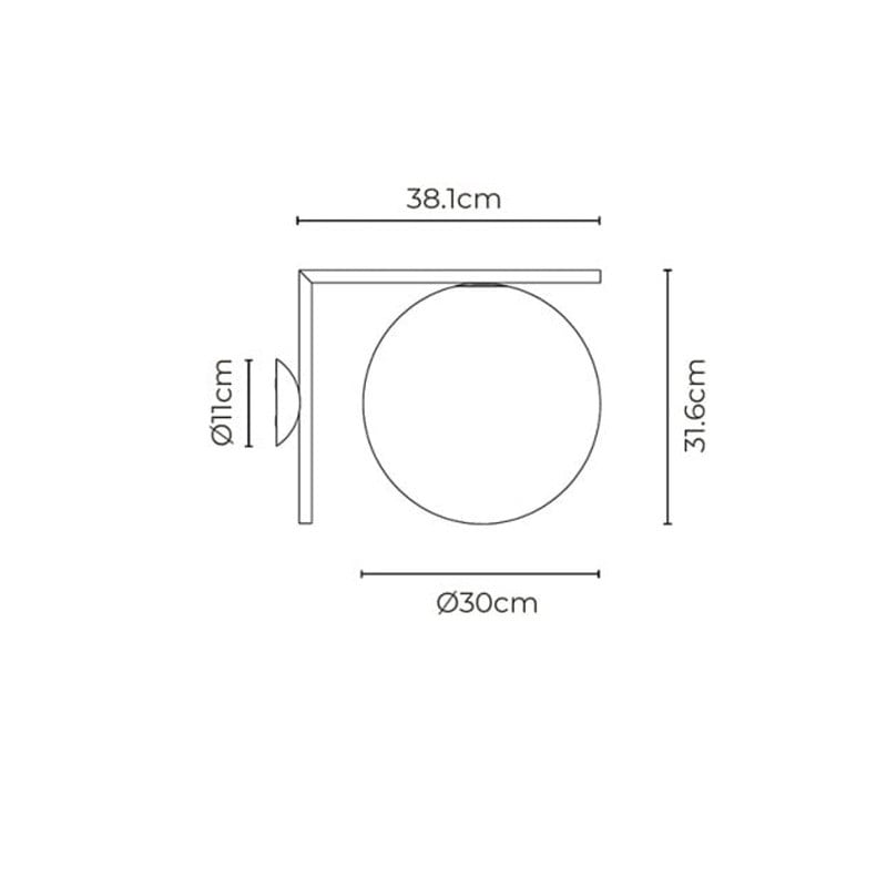 Specification image for Flos IC Outdoor Wall/Ceiling Light C/W2