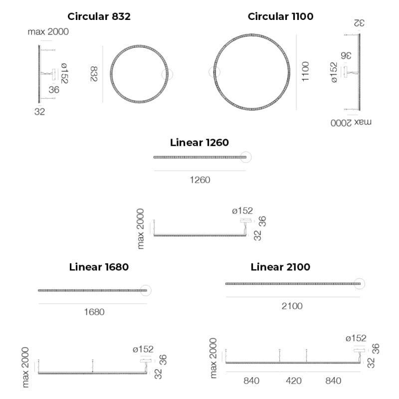 Specification Image for Artemide Somnium Stand Alone LED Suspension Light
