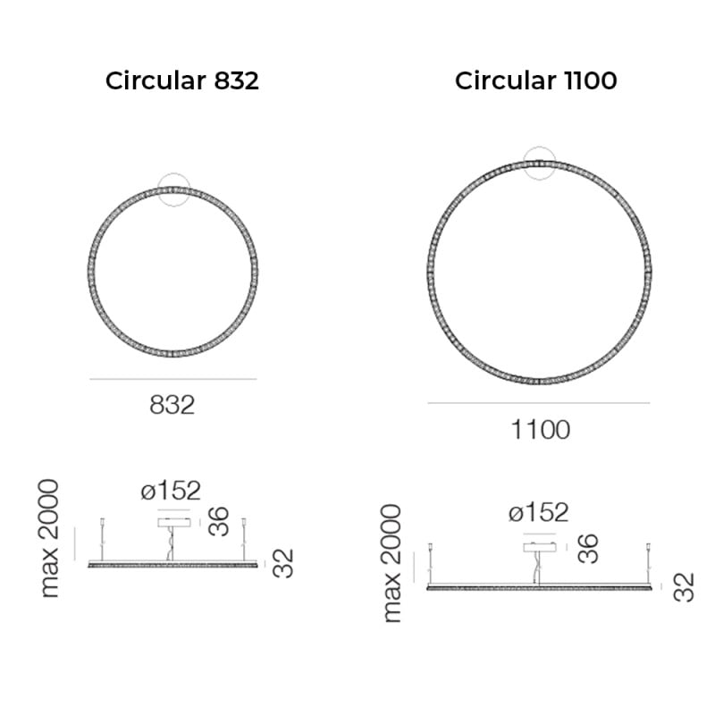 Specification Image for Artemide Architectural Somnium Stand Alone Circular LED Suspension Light